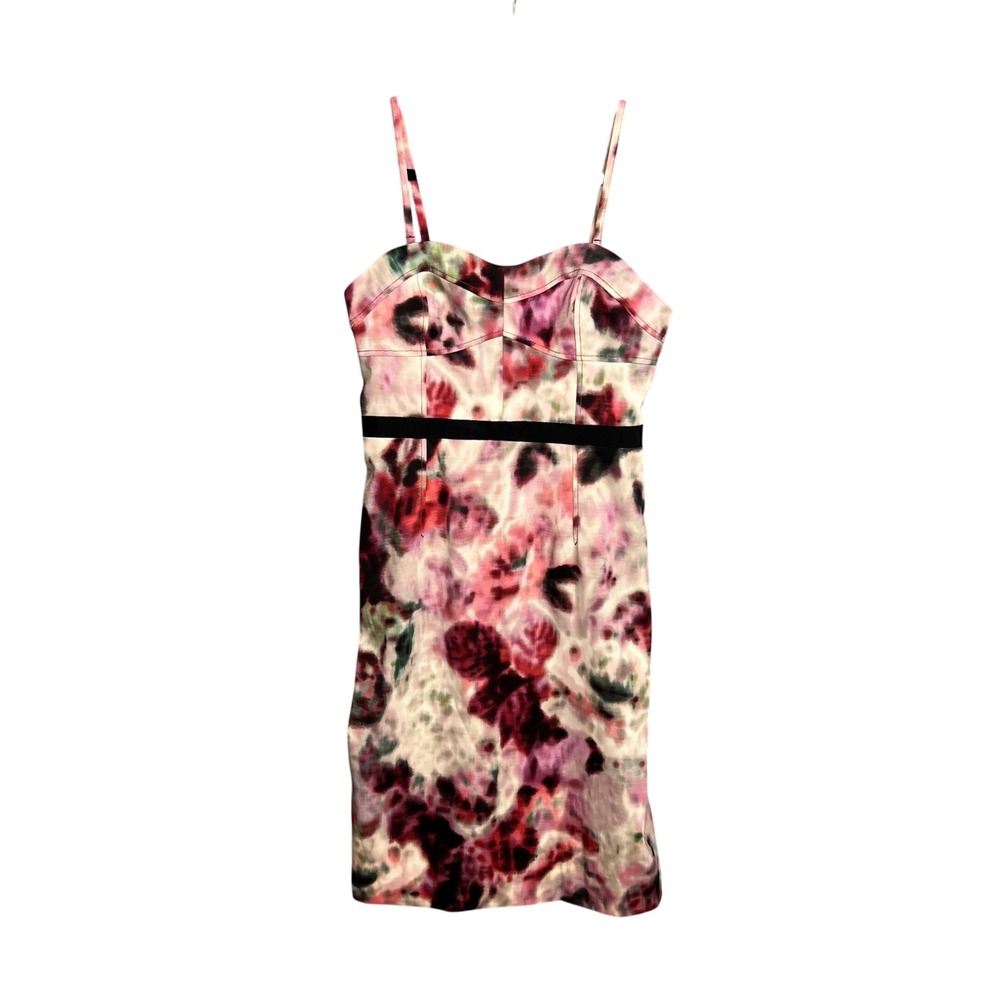 Moulinette Soeurs Dress Size 6 Pink Watercolor Floral Sweetheart Sheath NEW